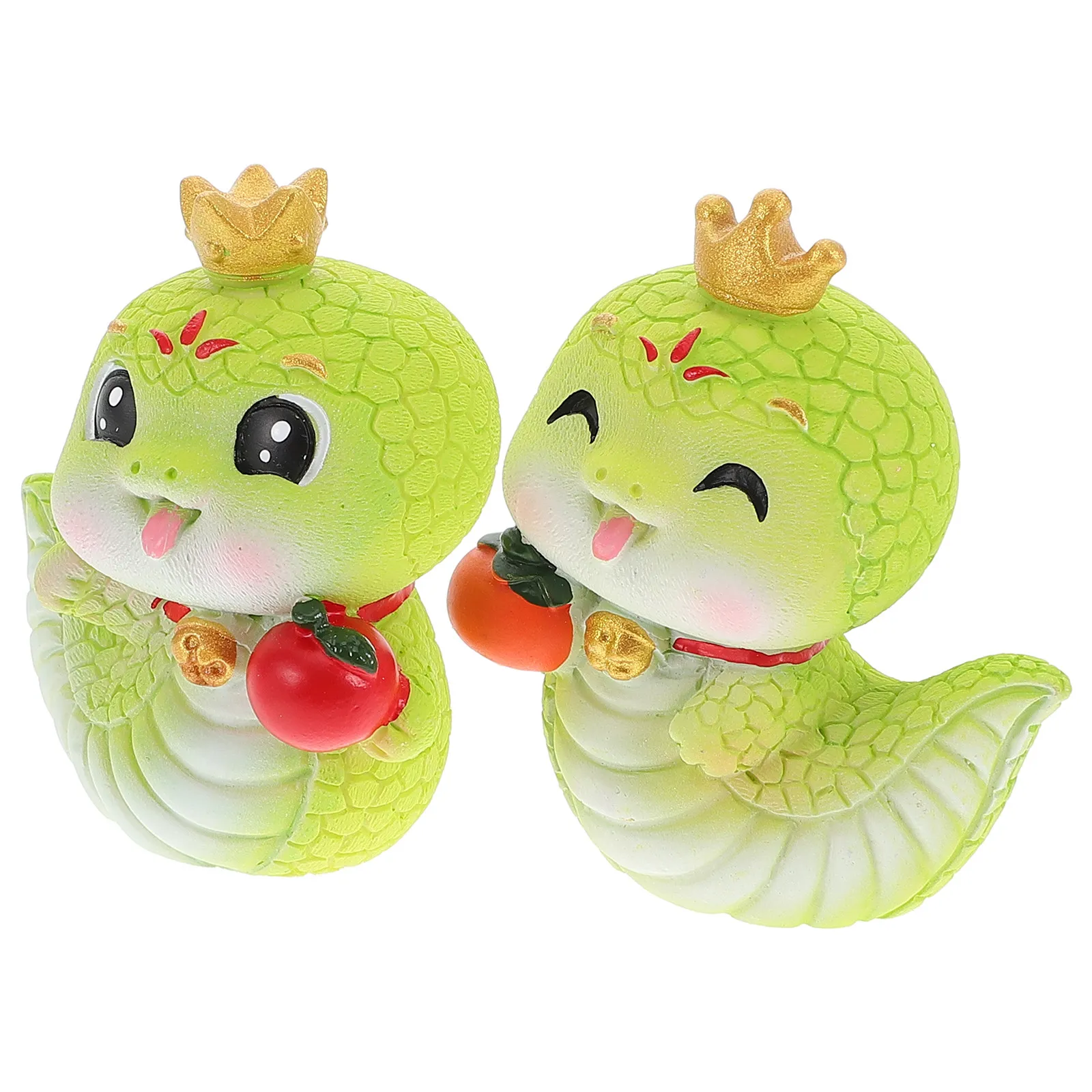 2Pcs Snake Year Chinese Resin Snake Statue Light Green Home Office Desk Decoration Prosperity Good Luck Charm 2025 Zodiac