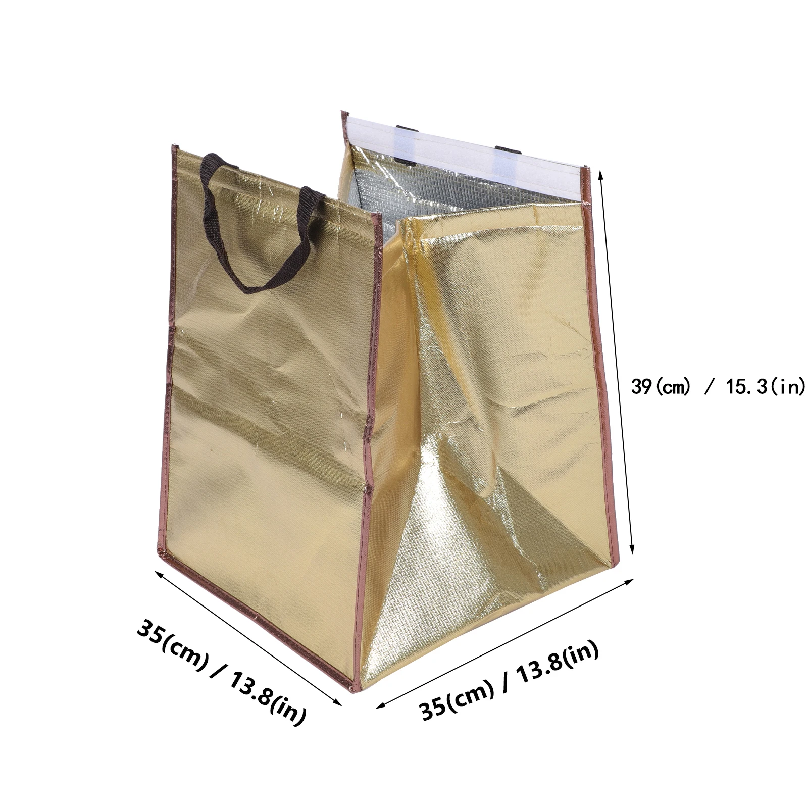 

Baking Tote Lunch Bag 10 Inch Golden Thermal Food Container Non woven Pizza Warmer Insulated Delivery Reusable Storage Portable