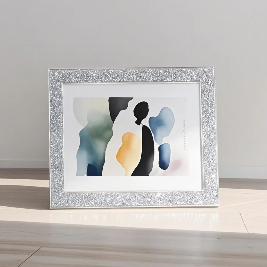 Modern Creative Metal Inlaid With Diamonds Photo Frame ,Home Desktop Decoration