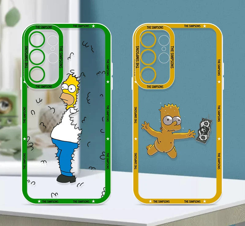 Funny The Simpsons Bart per Samsung Galaxy S24 S23 S22 S21 S20 Pro FE Ultra A23 A52 A53 Angel Eyes custodia trasparente per telefono