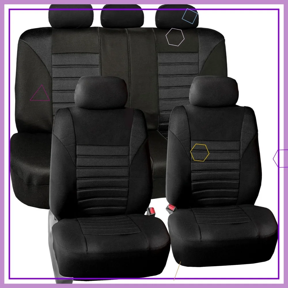 

Universal 3D Air Mesh Car Seat Covers Full Set, Airbag Compatible & Split Bench Fit for Cars Trucks SUVs - Black