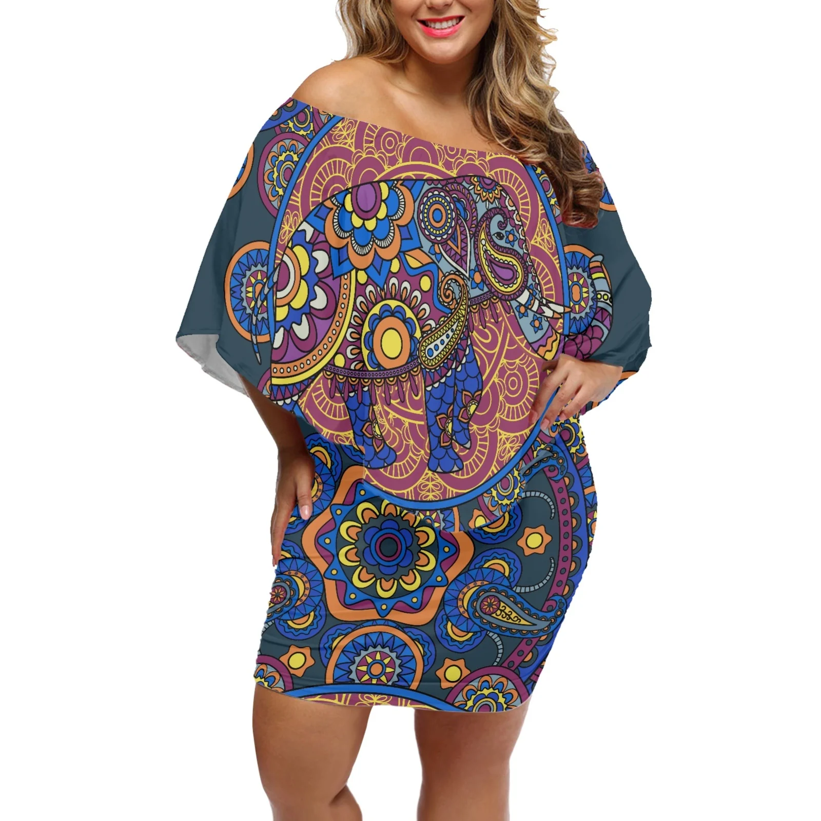 African tribes High Quality Women Floral Club Dress Off Shoulder Ruffle Mini Dress Summer Office Lady Pencil Women’s Dresses