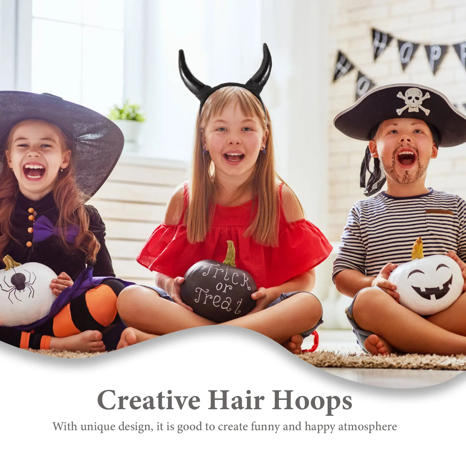 

Creative Hair Hoops Headdress Accessories OX Horn Black Cosplay Party Supplies Anti Slip Design Premium Material