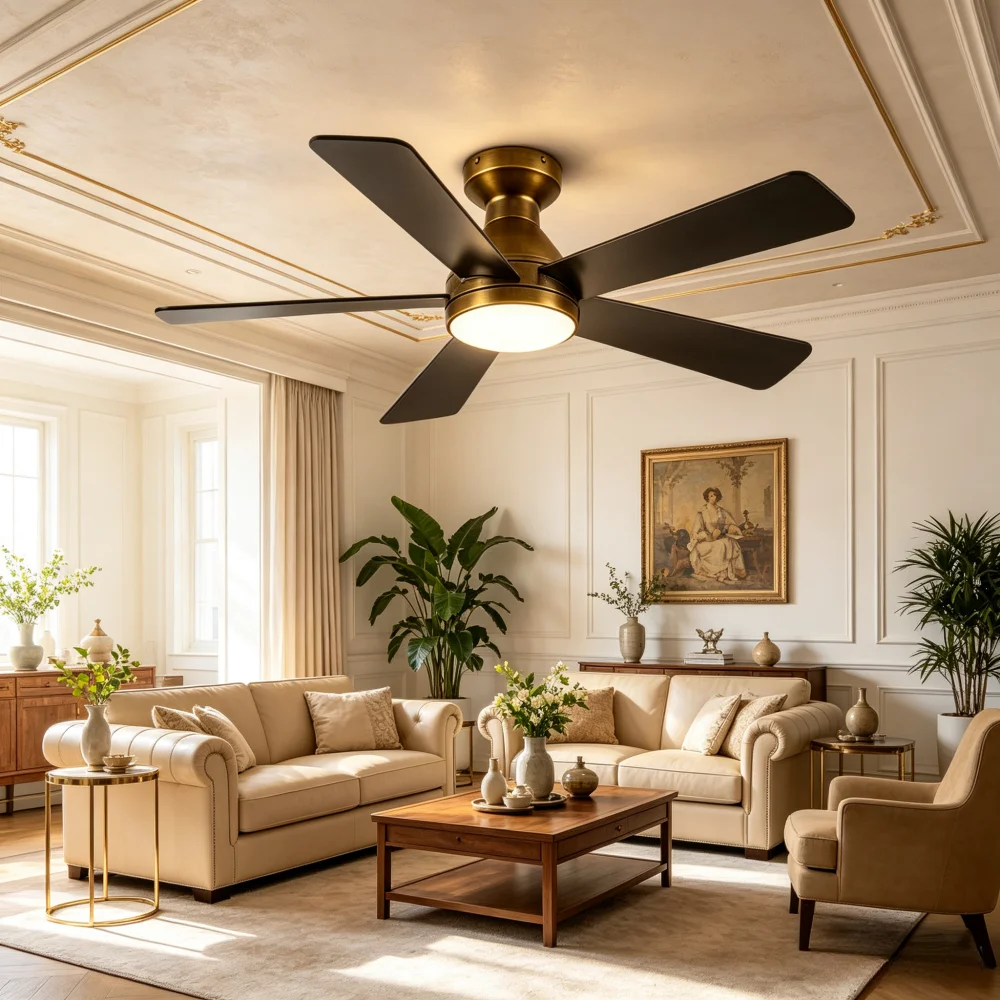 42/52 Inch Modern Ceiling Fan with LED Light DC Motor Reversible Fan Remote Control Dimming 6Speed Home Silent Ceiling Fan Light