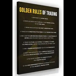 Golden Rules Of Trading Wall Art Canvas Print  Financial Quote Forex Stock Market Sign Day Trader Psychology Crypto Trading Mill