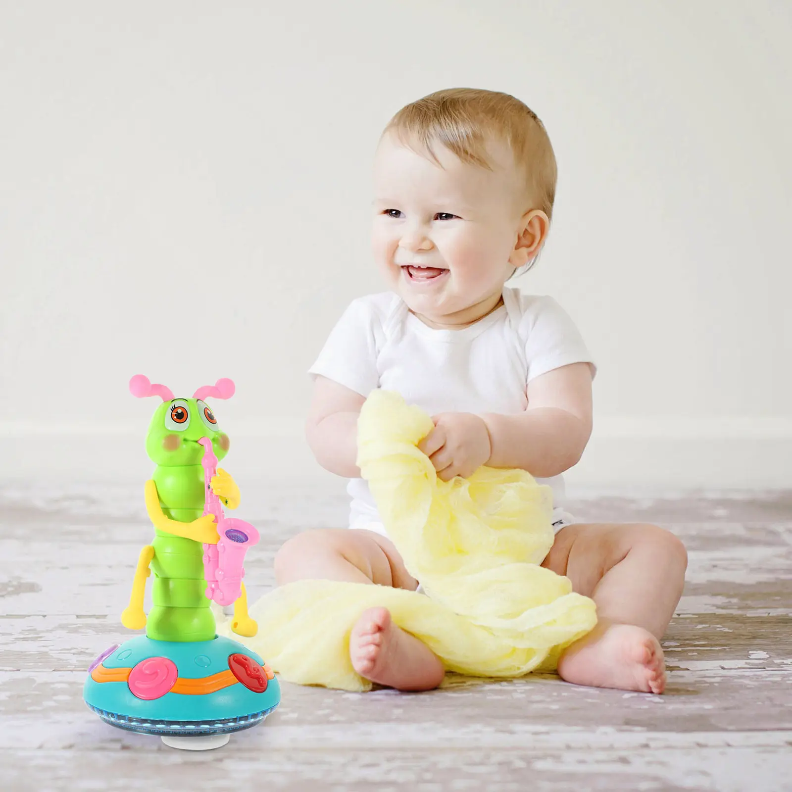 

Motorized Colorful Caterpillar Musical Plaything for 1 2 3 Year Old Kids Safe Lightweight Easy Grip Early Learning Baby Gift