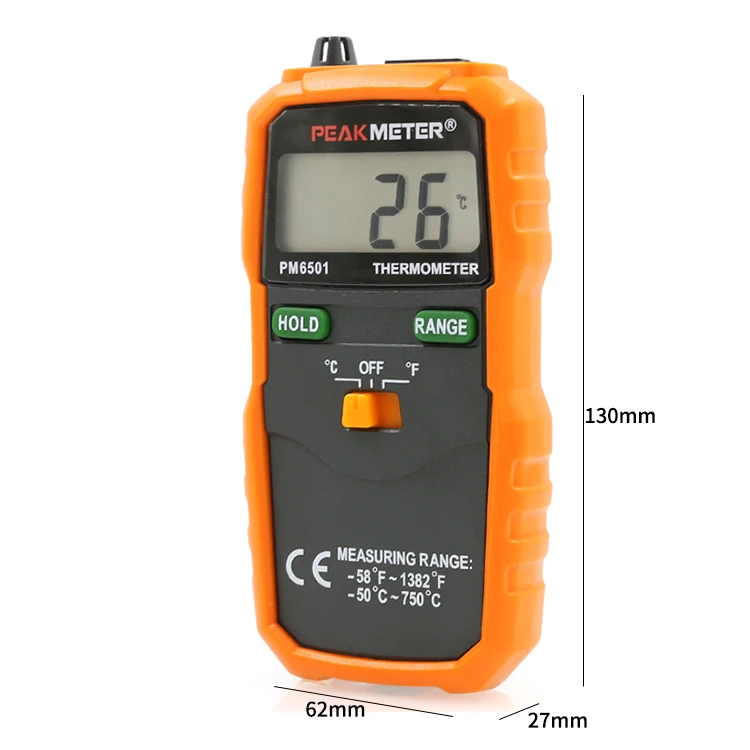 PEAKMETER PM6501 Precyzyjny cyfrowy termometr elektroniczny Przemysłowy przyrząd do pomiaru temperatury typu kontaktowego Cyfrowy