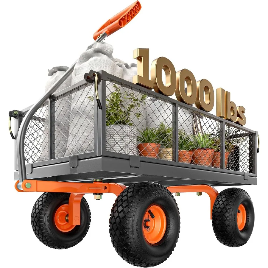 Steel Garden Cart 1000 Lbs Capacity with 10