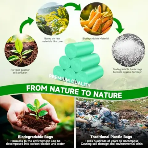 11 liters biologiskt nedbrytbara soppåsar för badrum, kök, kontor, bil, papperskorgar, 240 tjocka, oparfymerade, komposterbara påsar 10 best sales biologiskt nedbrytbar - №2