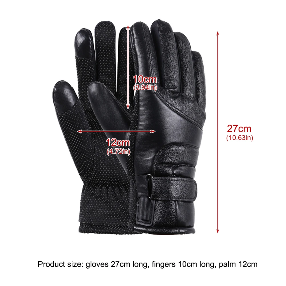 Guantes de ciclismo de invierno, Guantes térmicos a prueba de viento para bicicleta de 12V, Guantes a prueba de viento para mantener el calor al aire libre, Guantes de cuero PU para moto de nieve y motocicleta