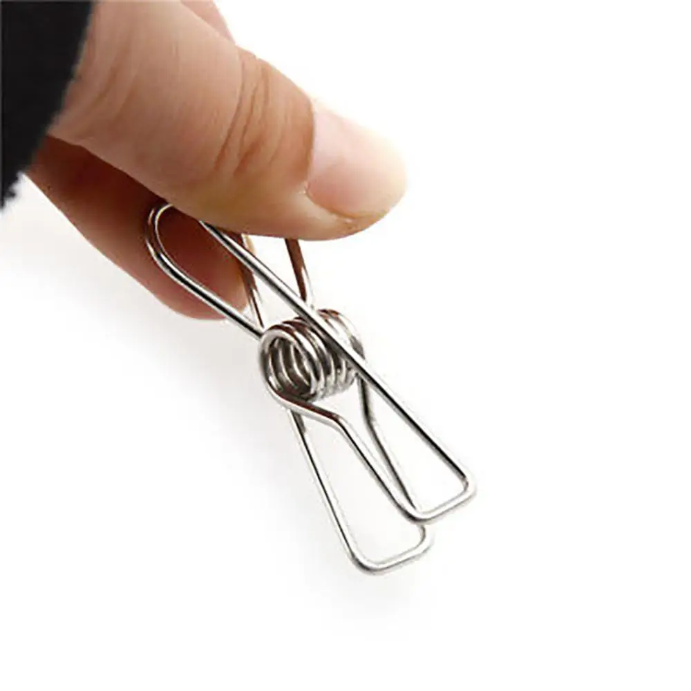 10Pcs Metal Clothes Pegs Stainless Steel Washing Spring Hanger Photos Clips