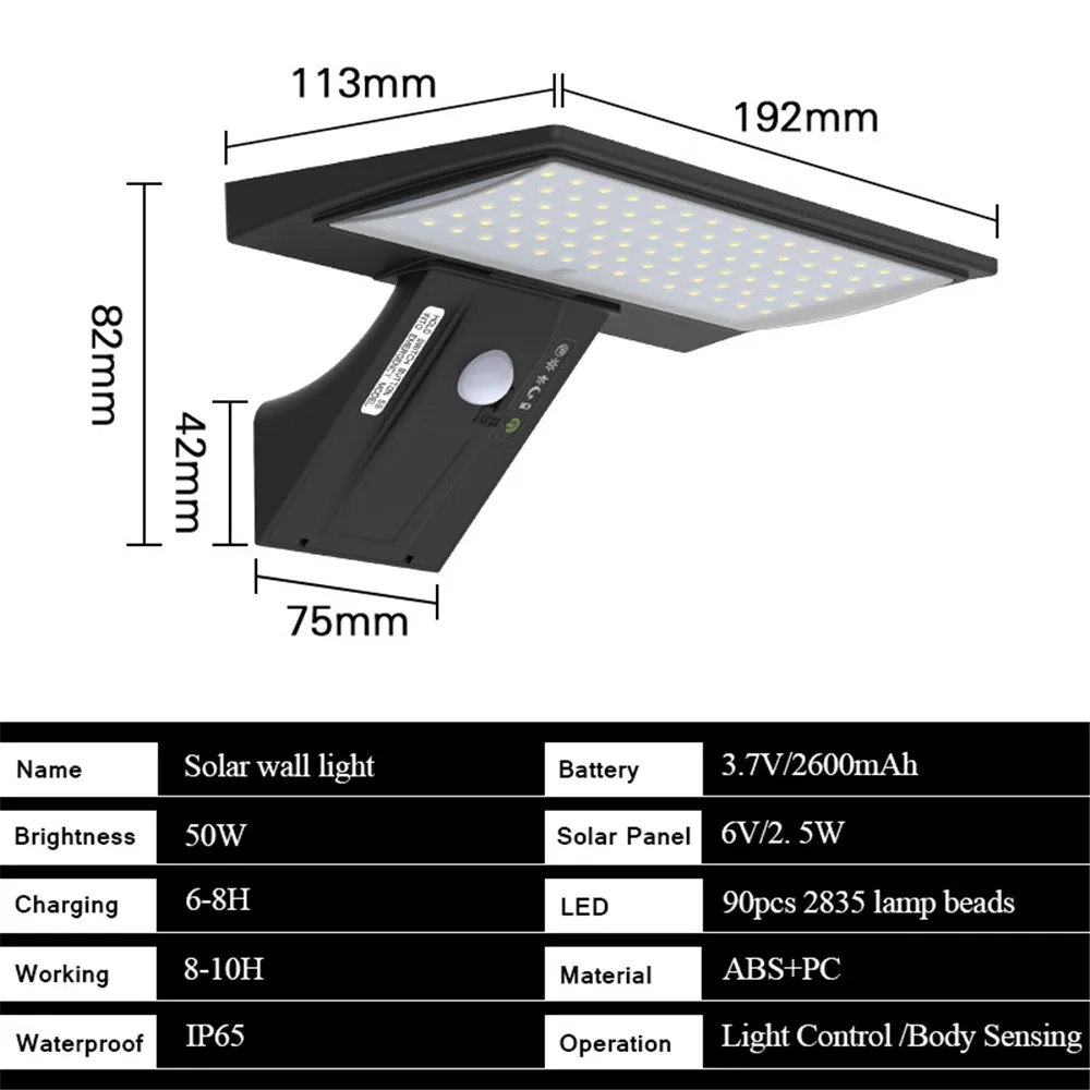 Solar Outdoor Lamps Garden Wall Motion Sensor Street Lawn Light IP 65 Waterproof Warm White Courtyard Solar Power Spotlighting