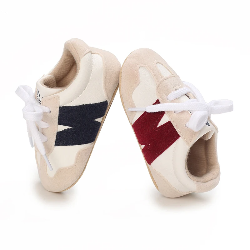 Baby Retro Color Block Sneakers, Classic Style, Soft Sole Breathable First Walker Footwear