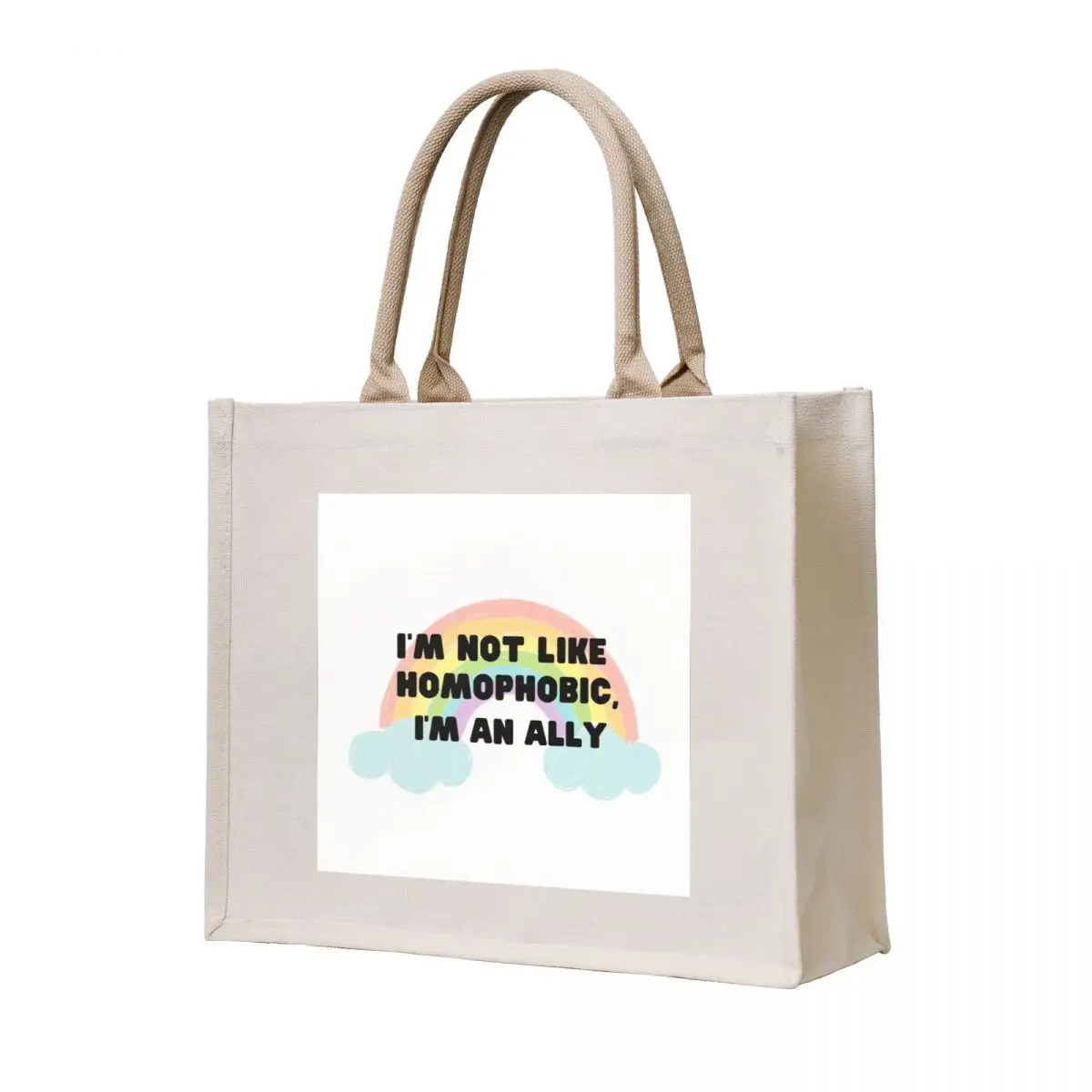 

I'm not homophobic, I'm an ally rainbow Imogen Heartstopper Tote Bag Shopper custom bags canvas bags