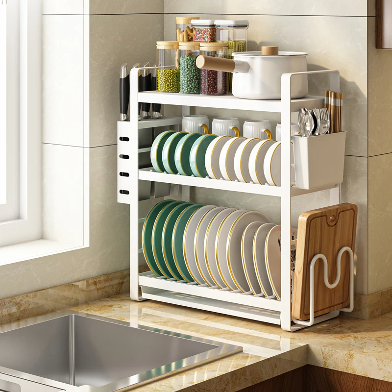

Dish Drying Rack 3-Tier shelves Kitchen Dish Rack Drainboard Large Rust-Proof Drainer with Utensil Holder Over Sink Countertop
