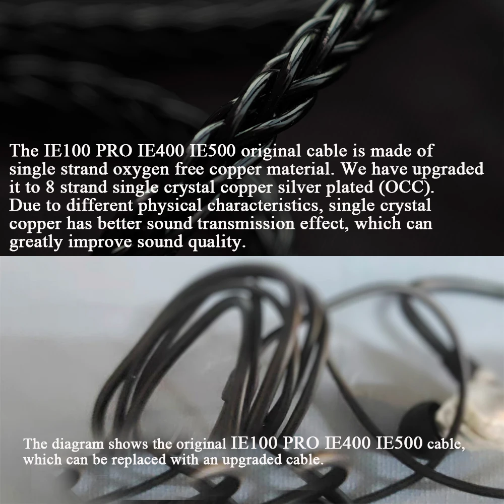 Cable IE100 PRO IE400 IE500 con micrófono cable ie100 3,5 4,4 equilibrio 2,5mm OCC plateado actualización cable de 8 núcleos