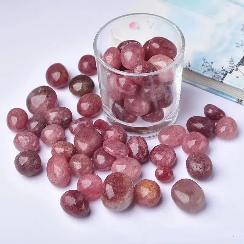 100g Natural Strewberry Quartz Crystals Tumbles Quartz  Reiki Healing Tumbled Agates Specimen Gemstones Home Aquarium Decor