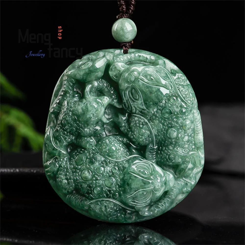 

Natural A-grade Jadeite Fortune Golden Toad Pendant Exquisite Engraver Handicraft Mascots Best Selling Fashion Luxury Jewelry