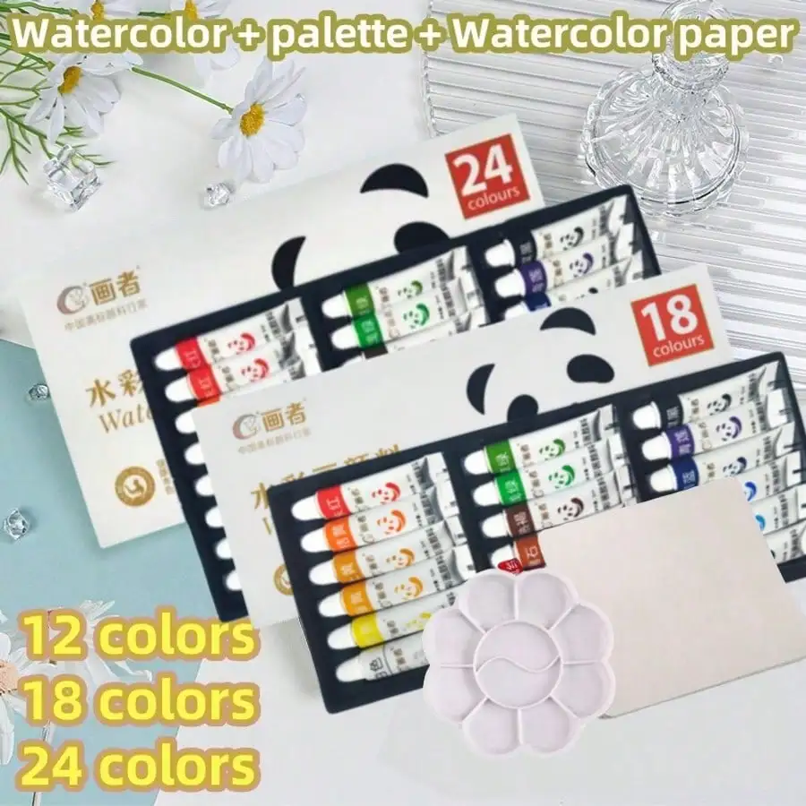 

12/18/24 Color Watercolor paints +10 sheets of watercolor paper+palette, vibrant paints for creative painting projects