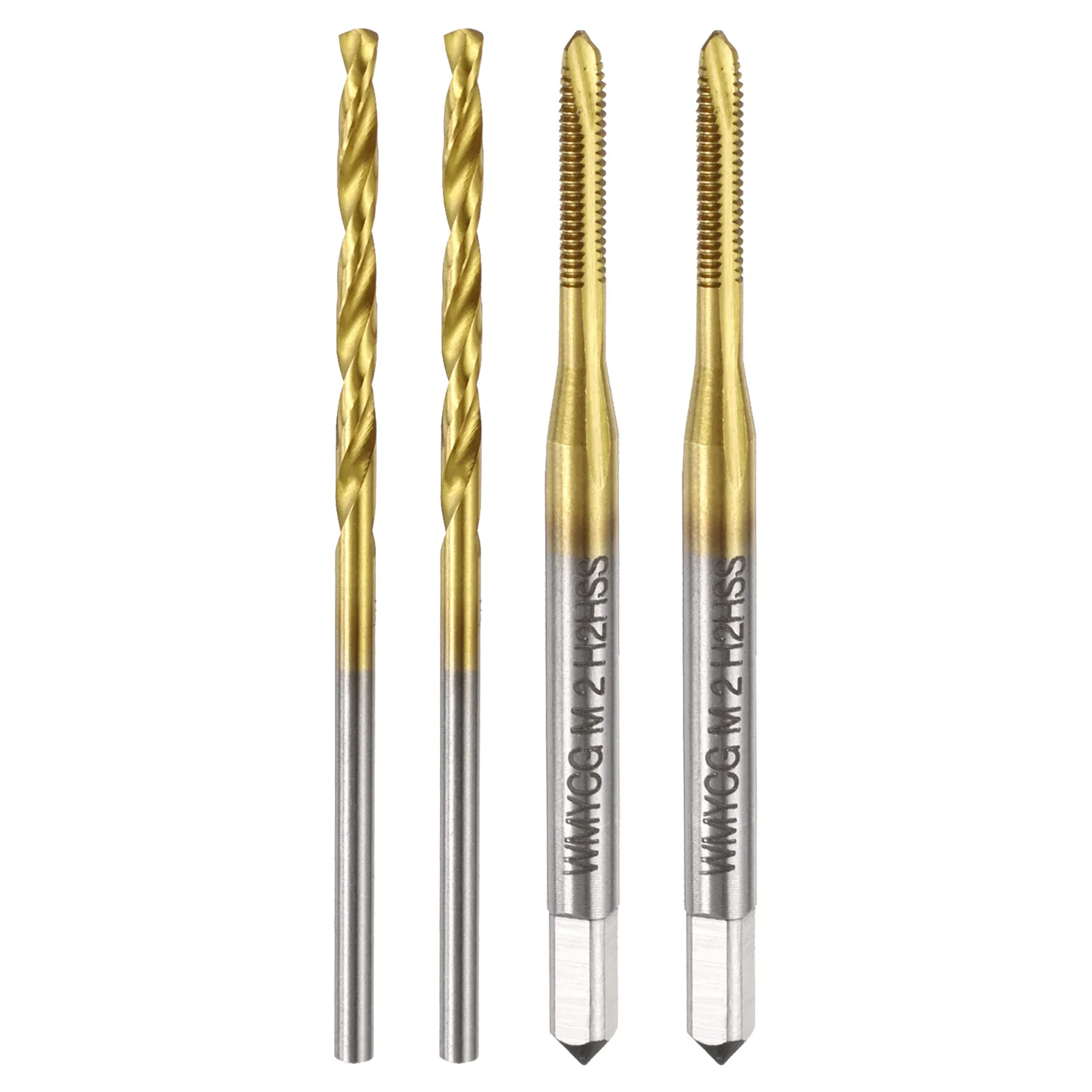 

4pcs Tap and Drill Bit Set Spiral Point Taps 3.3mm Drill Bits Ti-Coated/Oxide