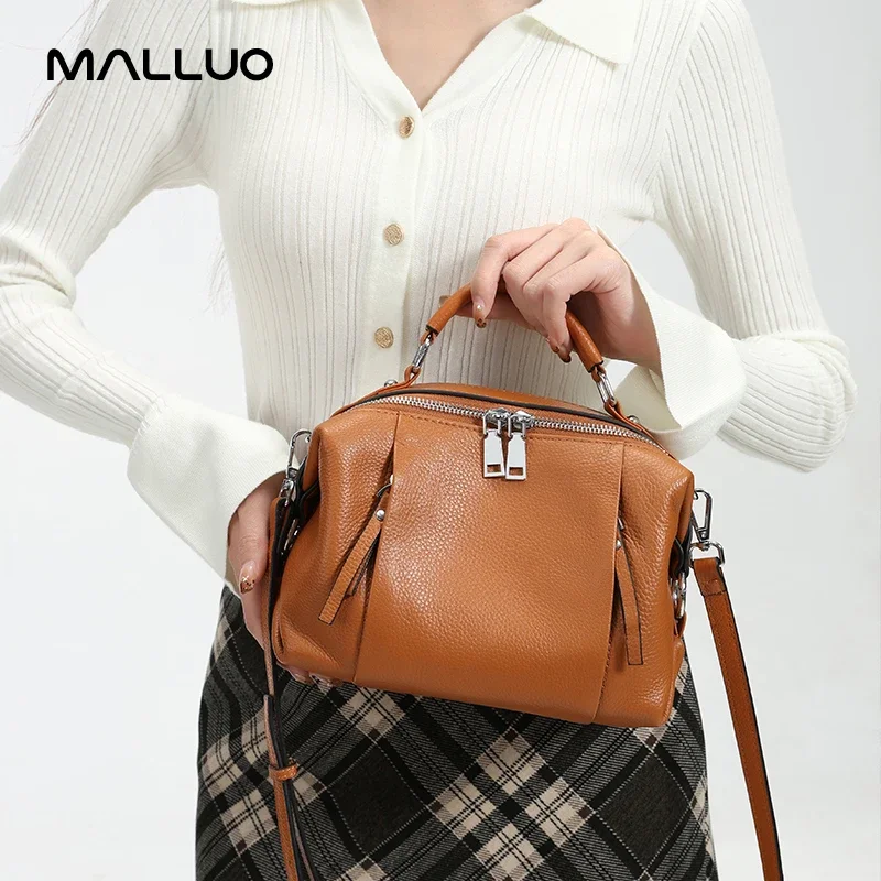 

Women's Cowhide Genuine Leather Shoulder Bags Lady Solid Fashion Handbag Female Luxury Designer Crossbody Boston bag, Doctor bag