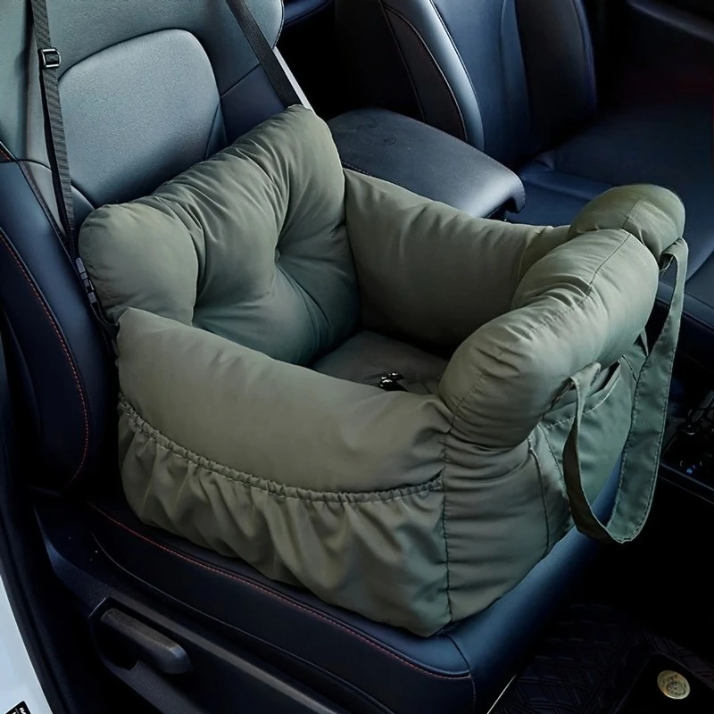 

Dog Car Seat with Safety Belt - Non-Slip Pet Car Bed for Small Dogs, Washable Travel Carrier with Secure Straps for Safe Car