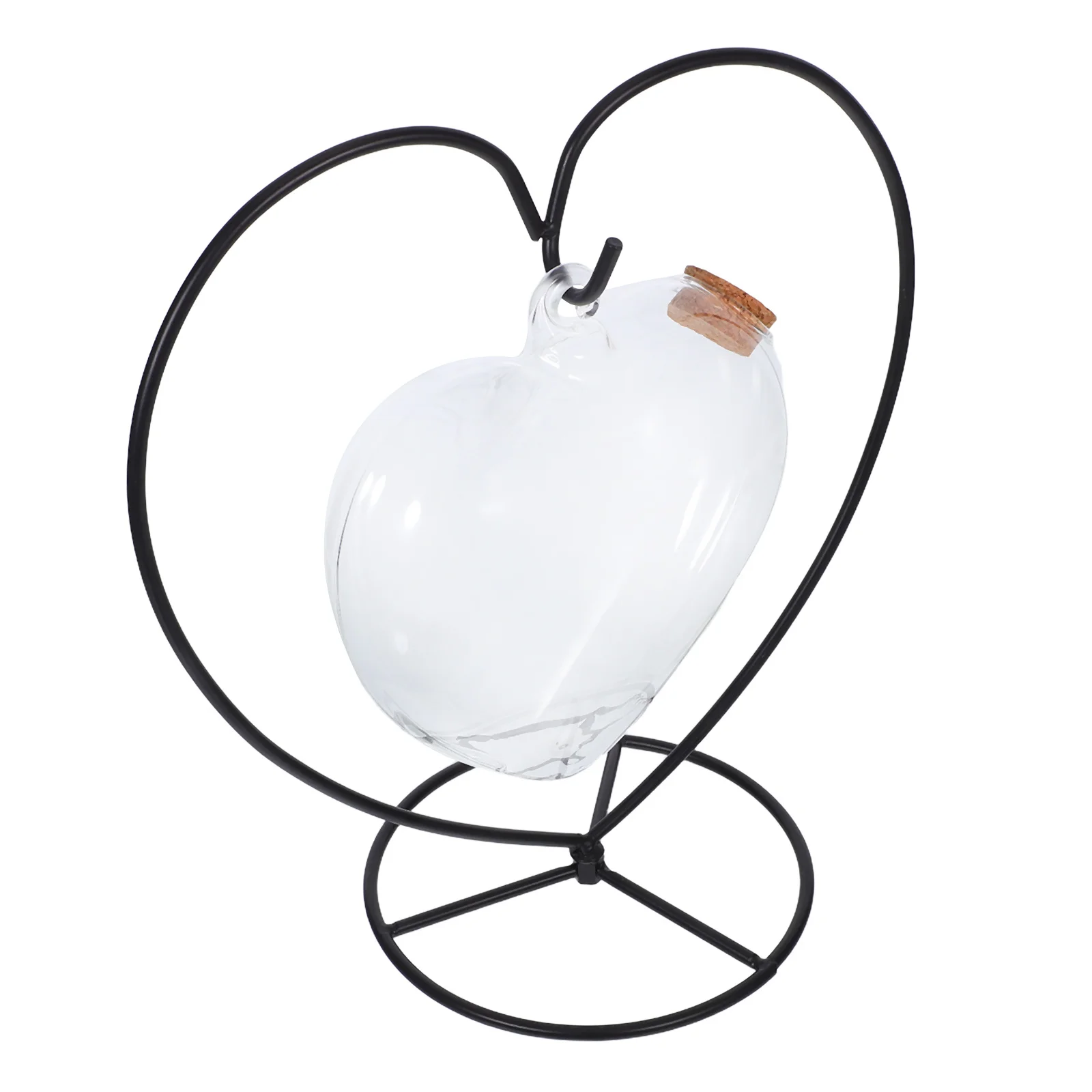 

1Set Transparent Heart Shaped Glass Wishing Bottle Hanging Iron Rack Landscape Bottle Origami Star Jar Decorative Craft DIY Home