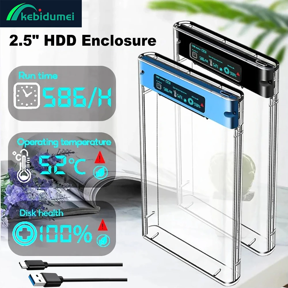 

USB 3.1 Чехол для внешнего жесткого диска 5 Гбит/с 2,5 дюйма Прозрачный чехол для жесткого диска Корпус для жесткого диска SATA HDD SSD Чехол для хранения для портативных ПК