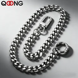 QOONG 40cm Key Chains Hip Hop Rock Punk Street Keyring 304 Stainless Steel Wallet Belt Chain Hipster Anti-lost Keychain Men Y101