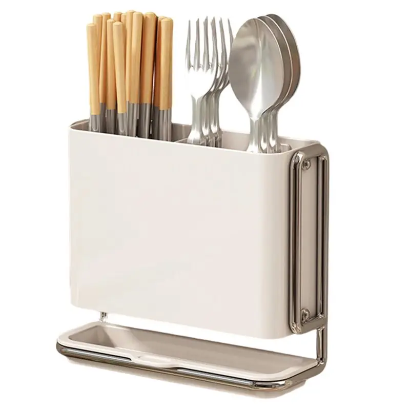 SYW-Countertop Cutlery Holder Wall Mounted No Drill Chopstick Kitchen Utensil Drain Storage Rack For Chopping Stick Organizer A