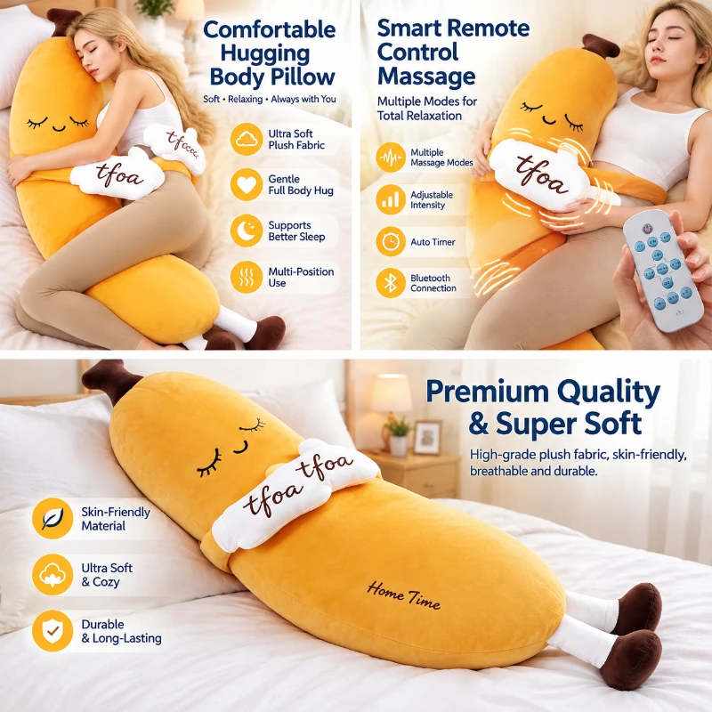 120cm King Of Bananas Smart Soothing Patting Plush Toy Long Body Leg Hug Cushion Soft Stuffed Sleep Companion Doll Birthday Gift