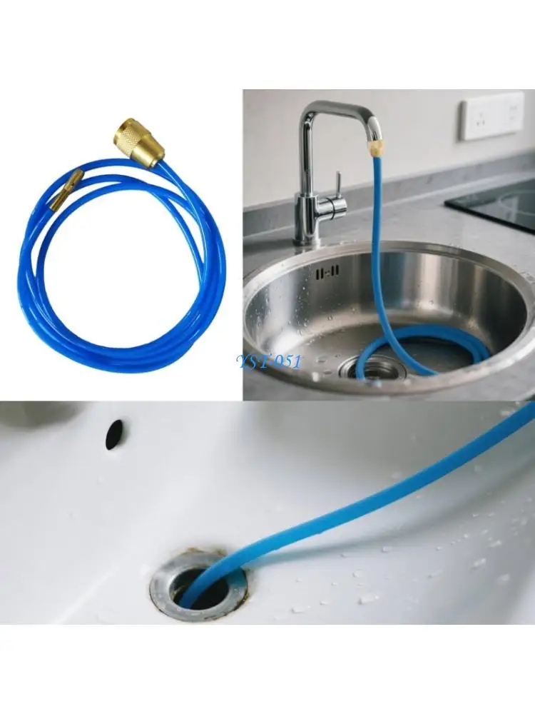 

E15A Multipurpose Drain Unclogger Sewer Drain Water Cleaning Hose Pipe Cleaner High Pressure Water Hose with Brass Nozzle