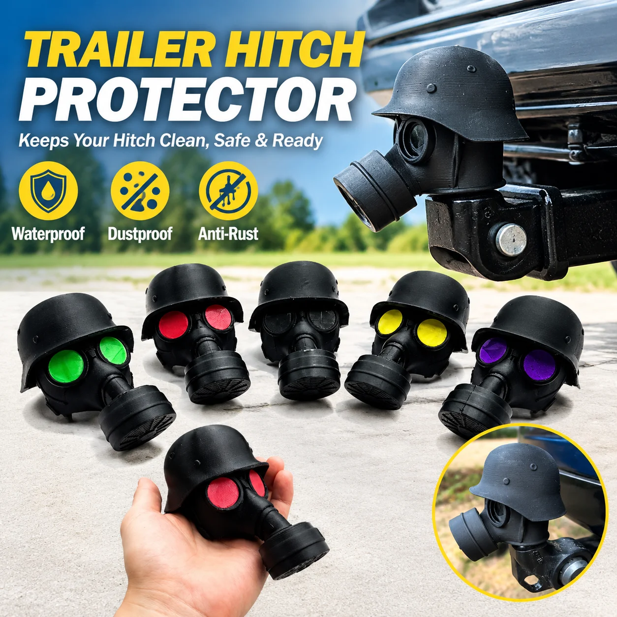 Universal Trailer Hitch Coupler Protective Cap Anti-Rust Dust Waterproof Cover for Towing Receiver Truck