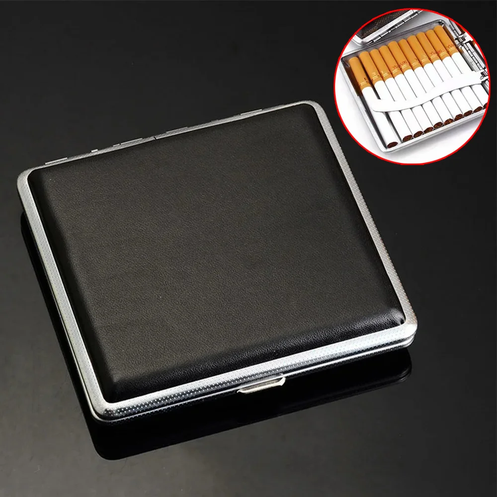 PU Leather Cigarette Case, Slim Flip Top Men's Cigarette Organizer, Windproof And Pressure Resistant Cigarette Storage Cover