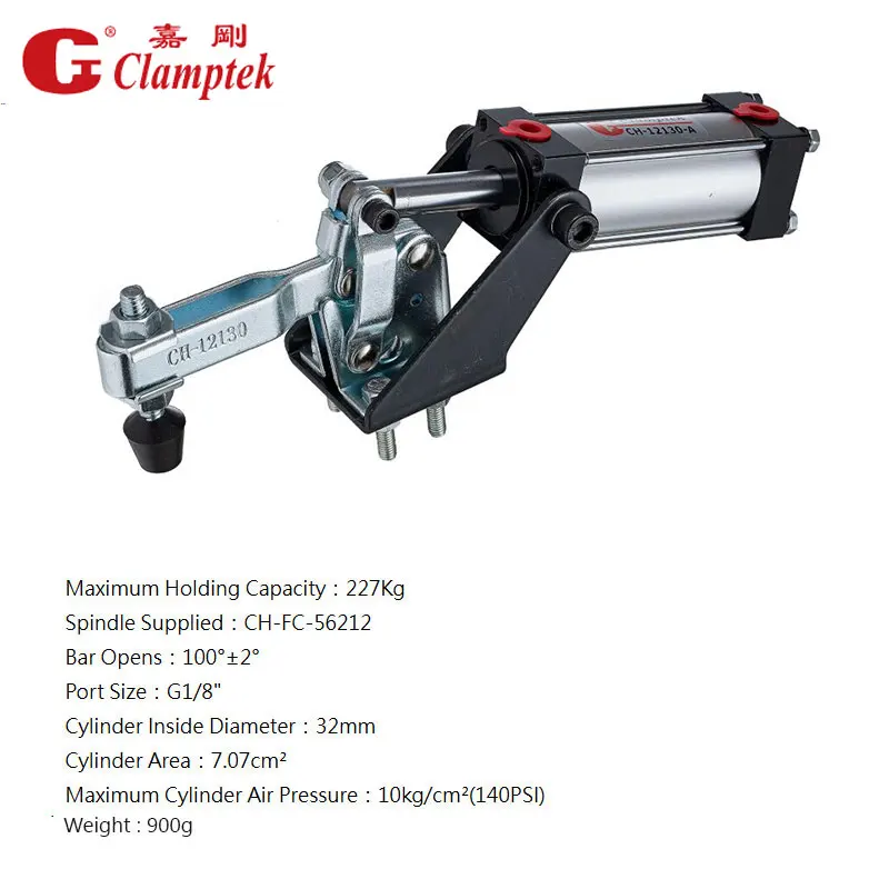 CH-12130-A Pneumatic Power Clamps  Inlet G1/8'' Holding Capacity 227Kg Vertical Toggle Clamps
