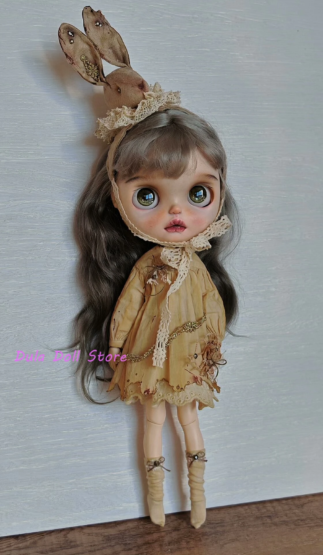 

Dula Doll Clothes Dress Tea dyed rabbit set for Blythe Landoudou Landazz Qbaby ob24 ob22 Azone Licca ICY JerryB Doll