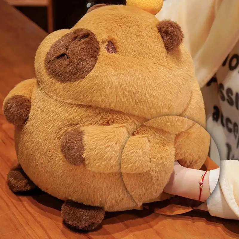 Plushies Capybara Capybara Plushie Toys With Orange Hat Cute Novelty Stuffed Animals Doll Pillow With Side Pockets For Birthday