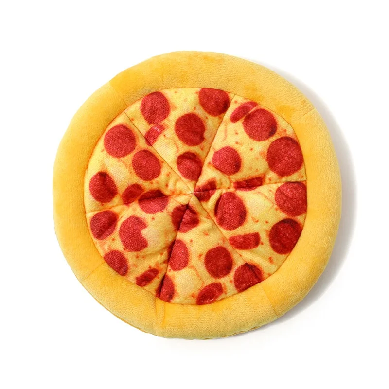 Plush pizza slice shaped fleece squeaky dog toy for small to large dogs, Coozy Paw USA10