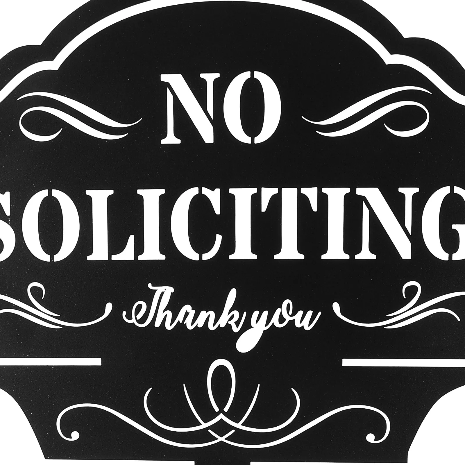 Decorative Iron No Soliciting Sign Heavy Duty Outdoor Metal Garden Warning Sign for Yard Lawn Courtyard Security Privacy