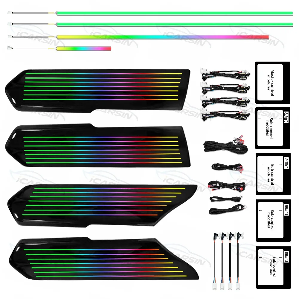 

Обновленное 64-цветное окружающее освещение для Range Rover Executive Edition 2023, внутренняя светодиодная атмосферная подсветка, отделка двери