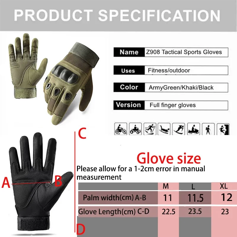 Hunting Riding Tactical Gloves Cycling Glove Sport Climbing Paintball Shooting Ski Full Finger Finger motorcycle Gloves