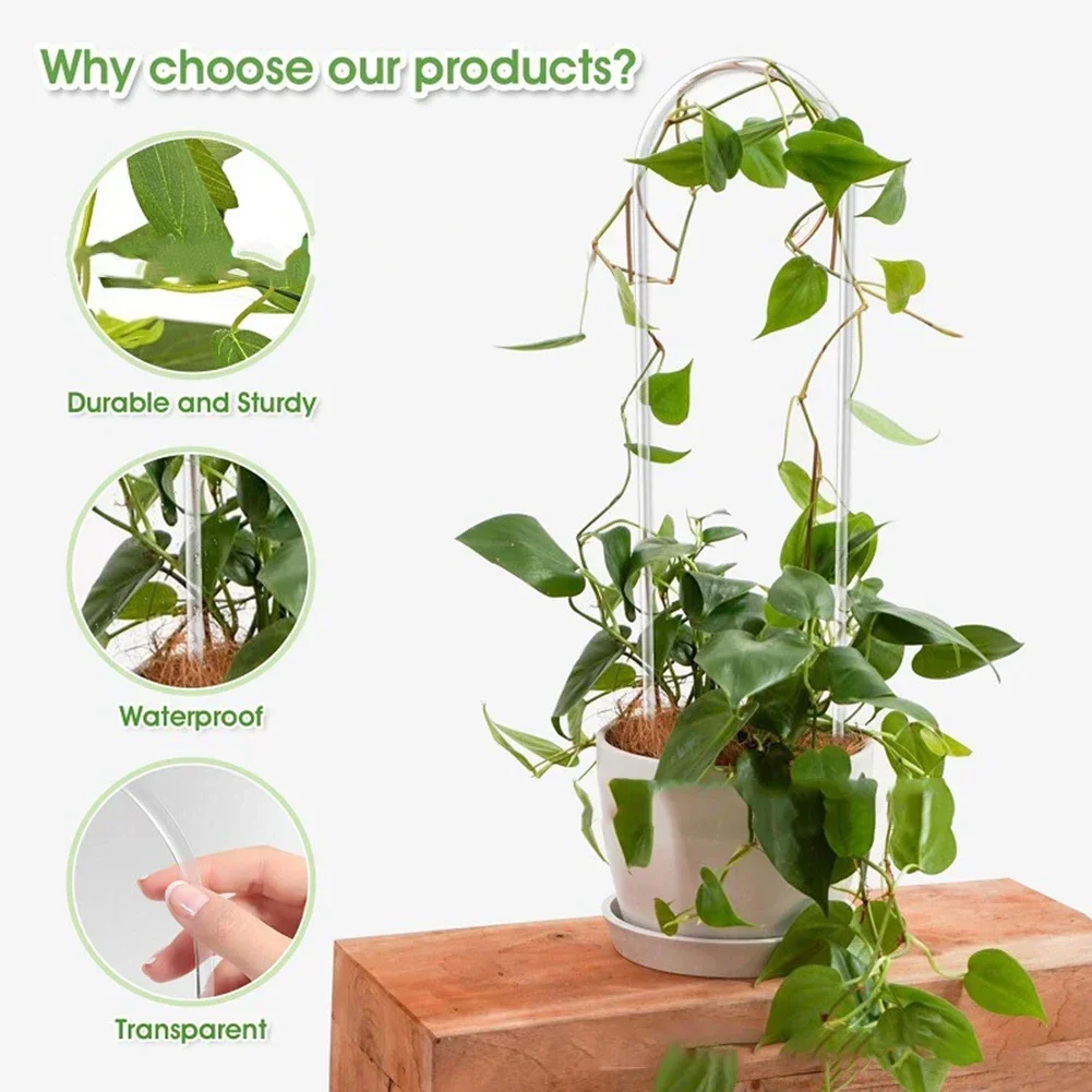 U Shaped Acrylic Trellis Support Frame Clear For Indoor And Outdoor Climbing Plants Including Pothos Vine 2pcs
