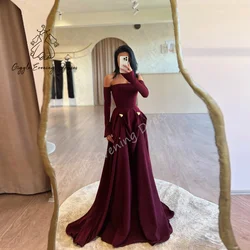 Giggle Evening Dresses A-Line Ruched Off-the-shoulder elegant Crepe Long Sleeve Formal Saudi evening gala dress for women 2024