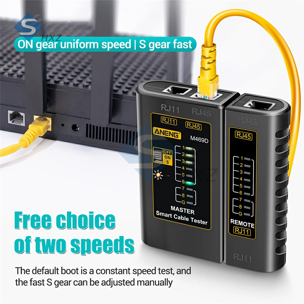 جهاز اختبار كابل الشبكة M469D RJ45 + RJ11 جهاز اختبار كابل توصيل إيثرنت UTP LAN أداة اختبار كابل الشبكات أدوات إصلاح الشبكة