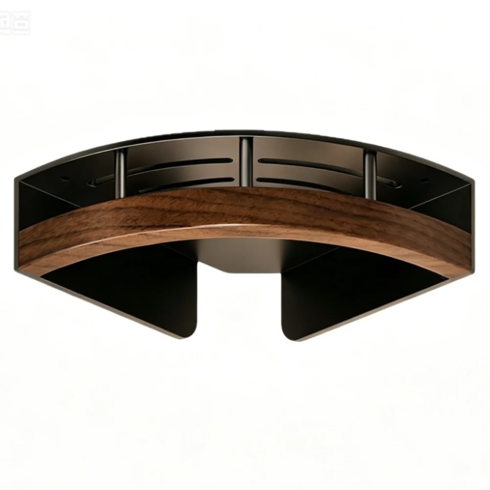 Triangular Corner for Bathroom Toilet Essentials Storage Made of Black Walnut Wood and Stainless Steel 33x23.6x8cm