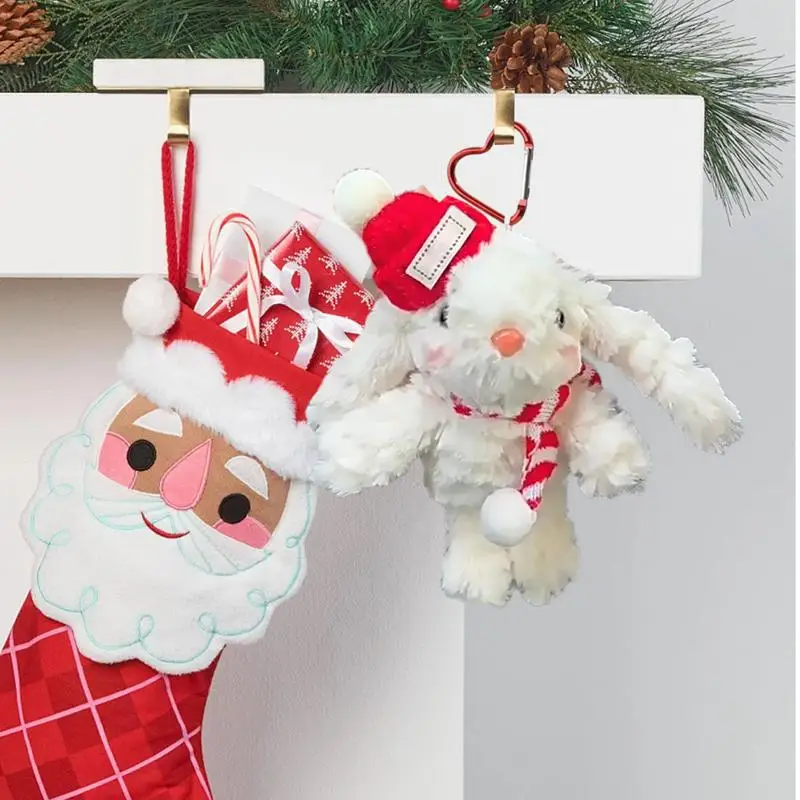 LLavero de conejito de peluche, llavero de coche, mochila, decoración de bolso, llavero de conejo de peluche de Navidad, muñeco de Animal relleno, bolso, dije para bolso