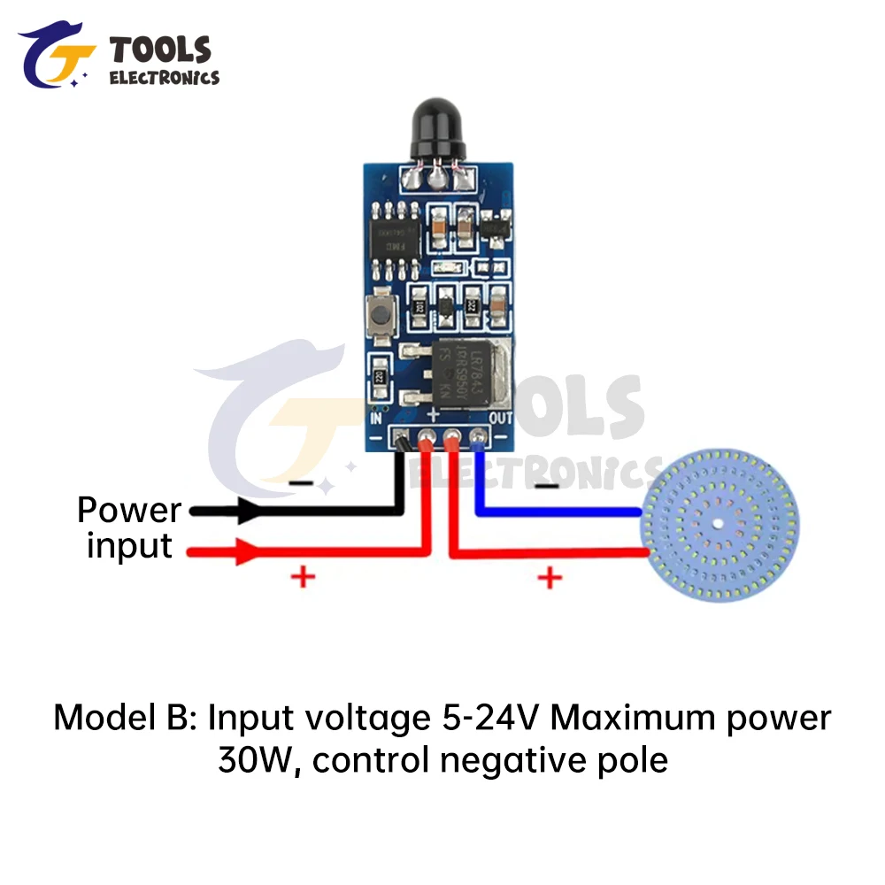 30W DC5-24V Breathing Light Flashing Module IR Remote Switch PWM Dimming Module IR Module Wireless LED Driver Module