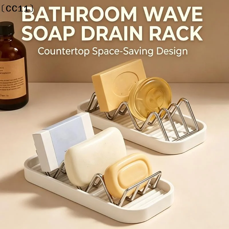 Self Draining Soap Holder With Rustproof Stainless Steel Rack Drain Tray Perfect For Bathroom Kitchen Countertop〔CC11〕