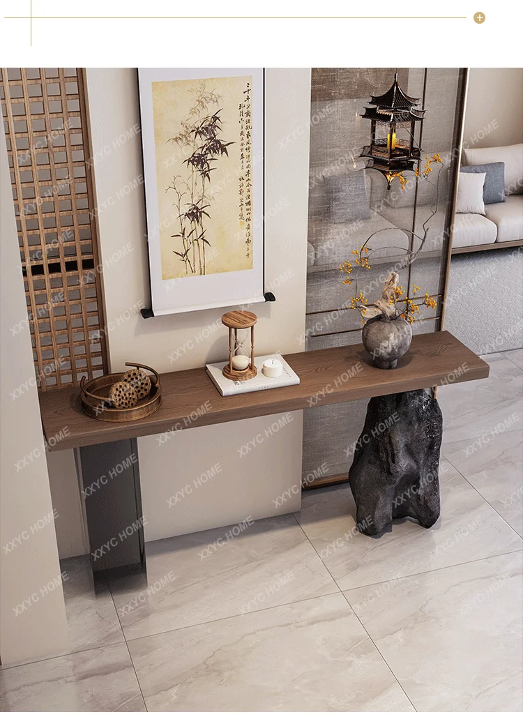 Solid Wood Entrance Table Entrance Against the Wall Entrance Simulation Stone Legs