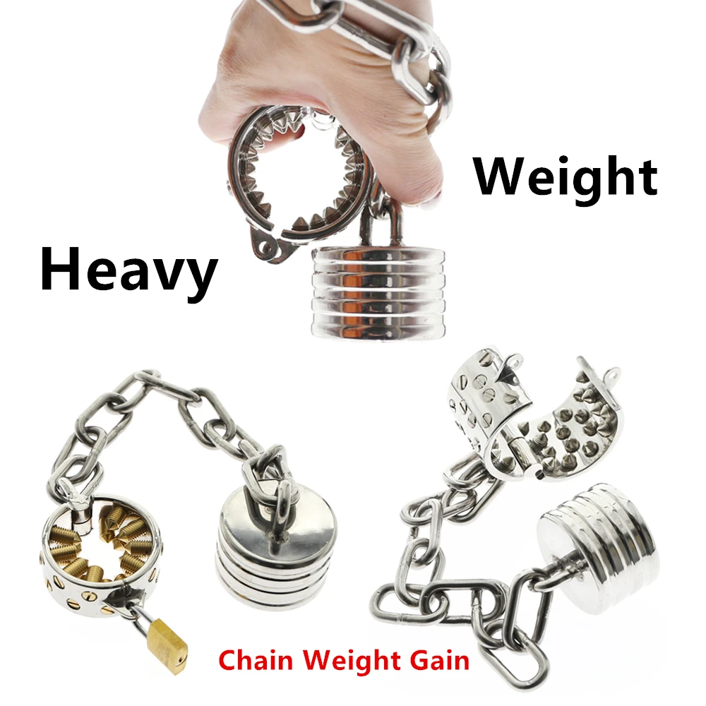 CBT Toys For Men Testicles Metal Ball Stretcher Weight Cock Ring DIY Removable Massage Spike Lock Penis Cock Cage BDSM Sex Shop